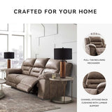 Signature Design by Ashley Stoneland Faux Leather Manual Pull Tab Reclining Sofa, Light Brown Signature Design by Ashley