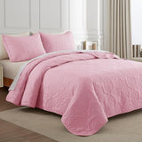 Whale Flotilla Soft Twin Quilt Bedding Set for All Seasons, Elegant Vintage Damask Ultrasonic Quilts Set, Lightweight Reversible Bedspread, Coverlet, Bed Cover with 1 Pillow Sham, Pink Whale Flotilla