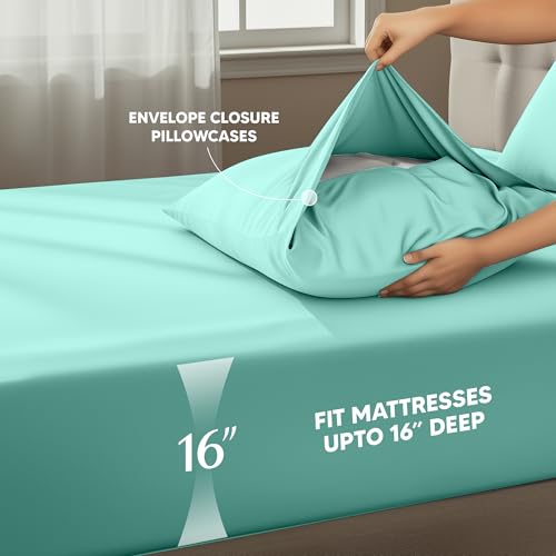 Utopia Bedding Full Bed Sheets Set - 4 Piece Bedding - Brushed Microfiber - Shrinkage and Fade Resistant - Easy Care (Full, Spa Blue) Utopia Bedding