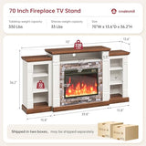 oneinmil 70" Fireplace TV Stand, Electric Fireplace with Mantel, Modern Entertainment Center with Open Storage, Remote Control, Adjustable Flame, Fire Place TV Stand for Living Room, Bedroom Oneinmil