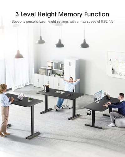 Zontera Standing Desk Frame with Powerful Dual Motor, 265 lbs Weight Capacity, Electric Adjustable Desk Legs for Max 75″x 35.4″ Desktop, 3 Memory Height Settings, Black Frame Only Zontera