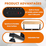 GVGBUK 48 Inch Adjustable Height Workbench, 1500 LBS Capacity Garage Work Table with Power Outlets, USB Ports & Pegboard, Solid Wood Top Work Bench for Workshop, Office, Garage GVGBUK
