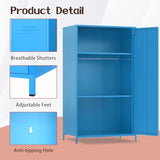 erosoei 2 Door 51.3" Metal Locker Storage Cabinet Steel Kids Wardrobe Changing Room Locker Cabinet Box with 2 Adjustable Shelves Steel Locker File Cabinet Organizer for School Gym Home Office erosoei