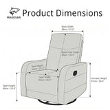 MAKOSAR 360° Swivel Glider Rocker Recliner Chair, Manual Reclining Sofa Chair with Side Pull Handle,Fabric Upholstered Lounge Chair for Living Room, Bedroom,Nursery,Office (Orange-Red-Swivel)
