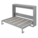 Merax Modern Farmhouse Solid Wood Murphy Cabinet Bed, No Box Spring Needed/Easy Assemble/Queen,Gray Merax