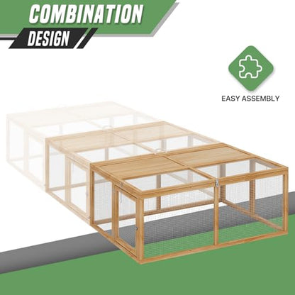 SFIHOME Foldable Wood Chicken Coop Run Portable Rabbit Hutch No Assembly Required Indoor/Outdoor, 45.5 x 42.5 x 20 inch Natural