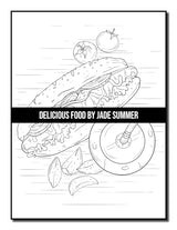 Delicious Food: An Adult Coloring Book with Decadent Desserts, Luscious Fruits, Relaxing Wines, Fresh Vegetables, Juicy Meats, Tasty Junk Foods, and More! WoodArtSupply