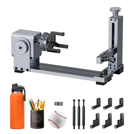 Longer Rotary Extension for Nano Series， Ray5 Series， B1 Series, Other Frame Engraving Machines (Must with 12 Pcs Riser), Y-axis Rotary Roller for Engraving Cylindrical Objects, Wine Glass, Tumbler Longer