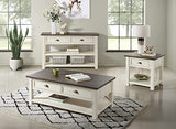 Martin Svensson Home Coffee Table Solid Wood, Cream White with Brown Top Martin Svensson Home