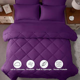 ELNIDO QUEEN® Purple Comforter Set Queen - 7 Pieces Bed in a Bag Queen Size, Bed Set for All Seasons, Ultra Soft Bedding Sets with Comforter, Flat Sheet, Fitted Sheet, Pillowcases and Pillow Shams ELNIDO QUEEN