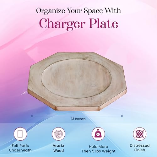 Alpha Living Home Acacia Wood Plates Set of 2 Round Wooden Dinner Plates, Charger Serving Tray Lightweight, Natural Dinnerware Dishes for Steak, Snack, Dessert, Cake, Housewarming - White Car - WoodArtSupply