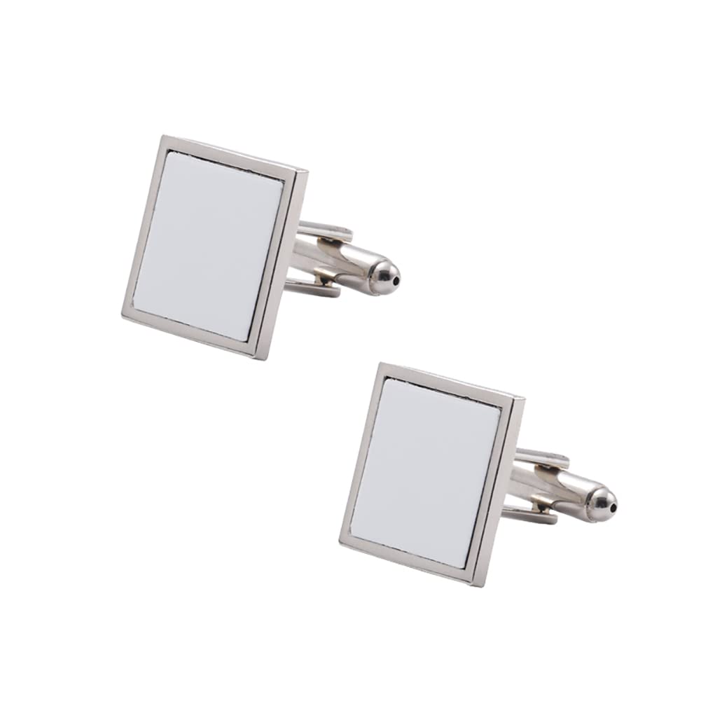 2 Pcs Metal Sublimation Cufflink Blanks Thermal Transfer Cuff Buttons Shirt Cuff Links Men's Wedding Jewelry Accessories Square UUYYEO