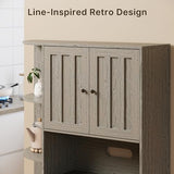 Gizoon 60.4" Farmhouse Kitchen Pantry Storage Cabinet with Doors and Adjustable Shelves, Large Kitchen Hutch with Drawers, Freestanding Cupboard for Dining Room, Living Room, Grey Gizoon