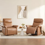 CHITA Genuine Leather Power Recliner Chair, Electric Triple-Motor Swivel Glider Nursery Rocking Chair with Adjustable Power Headrest and Lumbar Support, GREENGARD Gold Certified, Saddle Brown