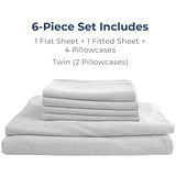 Pure Bedding Bed Sheets - King Sheet Set [6-Piece, Heather White] - Hotel Luxury 1800 Brushed Microfiber - Soft and Breathable - Deep Pocket Fitted Sheet, Flat Sheet, Pillow Cases Pure Bedding
