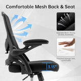 Heromate Drafting Chair Ergonomic Comuputer Standing Desk Chair with Flip-Up Arms and Lumbar Support, Tall Office Chair with Adjustable Footrest, Stool Counter Height Office Chairs Black Heromate