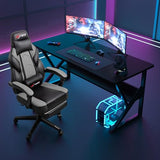 DL-win Gaming Chairs for Adults, Computer Chair with Footrest and High Back, Big and Tall Gamer Chair's with Massage Lumbar Support, 360° Swivel Height Adjustable Gaming Chair, Grey DL-win