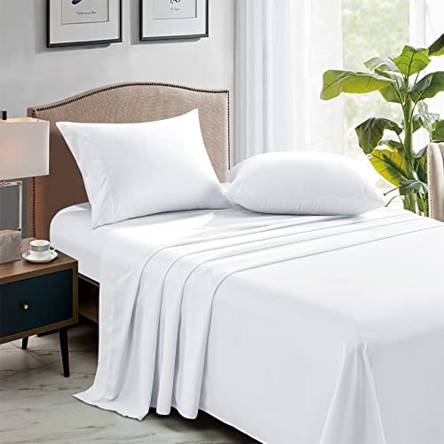 FreshCulture Twin Flat Sheets Only, Pack of 6, Soft Microfiber Bedding Sheets for Home, Salons, Hotels, Bulk Flat Sheets Only Twin Size (White) FreshCulture