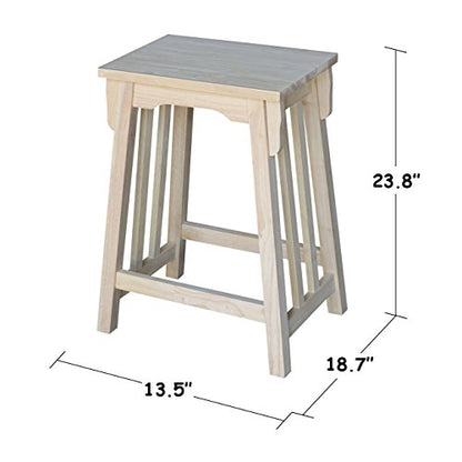 International Concepts 24-Inch Mission Counter Height Stool, Unfinished - WoodArtSupply