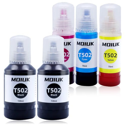 5 Pack T502 502 Ink Refill Bottles Compatible with Epson EcoTank 502/ET Series - Suitable for ET-2760, ET-4760, ET-2750, ET-3760, ET-2850, ET-15000, ST-4000, ST-2000 (5 Bottles: 2BCMY