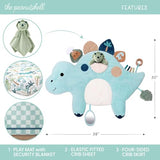 The Peanutshell 4 Piece Nursery Bundle: Crib Sheet & Dinosaur Baby Tummy Time Mat & Nursery Decor & Dino Plush Security Blanket Play Toy The Peanutshell