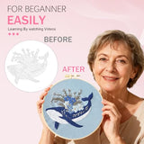 Huacan Embroidery Kit for Beginners Adults Includes Stamped Bee and Dolphin Pattern, Hoop, Color Threads,Tools,Easy to Follow Instruction