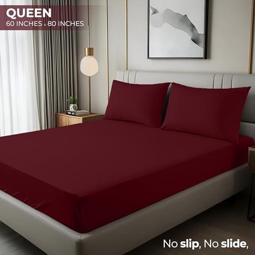 Utopia Bedding Queen Fitted Sheet - Bottom Sheet - Deep Pocket - Soft Microfiber - Shrinkage and Fade Resistant - Easy Care -1 Fitted Sheet Only (Red Burgundy) Utopia Bedding