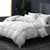 APSMILE Luxury All Season Down Feather Fibers Comforter Full/Queen Size Duvet Insert - 100% Organic Cotton, High Fill Power Medium Warmth, (Ivory White, 90X90) APSMILE