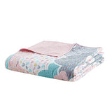 Intelligent Design Kids Reversible Cotton Quilt Set - Vibrant Fun, Playful Print, All Season Children Bedding Coverlet Bedspread, Decorative Pillow, Bedroom Décor, Full/Queen, Cloud Pink 5 Piece Intelligent Design