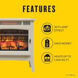 duraflame Freestanding Electric Fireplace Stove Heater with 3D Flame Effect for 1,000 Sq. Ft. Room, Cream Duraflame