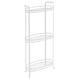 mDesign 3 Tier Vertical Standing Bathroom Shelving Unit, Decorative Metal Storage Organizer Tower Rack with 3 Basket Bins to Hold and Organize Bath Towels, Hand Soap, Toiletries - White mDesign