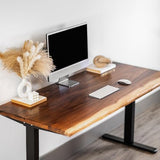 Walnut Standing Desk - W60 × D27 Solid Wood Live Edge Adjustable Height Sit Stand Desk - Stable Dual Motor Frame with Memory Presets, Quick Assembly - Stand Up Home Office Table by MWS Studio Modern Wood Style