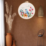 IUHUI Embroidery Kit for Beginners Adults - Spring Arrives with Blooming Beauty Easy Patterns, DIY Hand Stitching Embroidery Set with Hoop (Blue Bird Flowers)