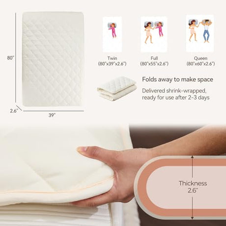 Miisong Japanese Floor Mattress with Washable Cover, Folding Futon Mattresss, Tatami Mat Sleeping Pad with Thicken Memory Foam, Roll Up Floor Lounger Bed for Kids Adults (Twin 80"×39"×2.6") Miisong