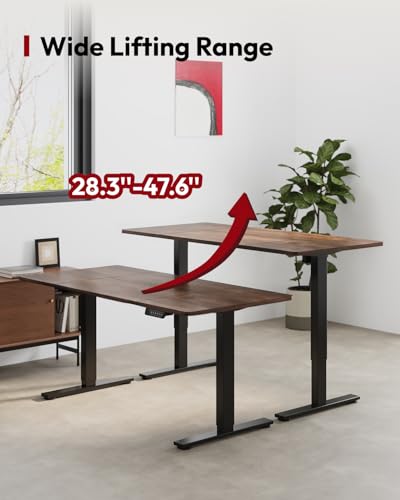 SANODESK Dual Motor Electric Standing Desk 79 x 32 Inches, Height Adjustable Sit Stand Desk with Large Splice Board for Home Office, Computer Workstation, Study & Gaming, Black Frame/Black Walnut Top SANODESK