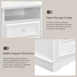 XIAO WEI White Nightstand with Hidden Drawer, 2-Drawer Nightstand with Open Shelf – Sturdy Wood Bedroom End Table with Storage, Modern Furniture for Bedroom Organization XIAO WEI