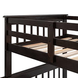 Ball & Cast Twin Over Full Bunk Bed with Storage Ladder and Full-Length Guardrails,Wooden Bunkbed w/Slat Support & into Two Individual Beds,Bedframe Furniture for Student Dorms,Guest Rooms,Espresso Ball & Cast