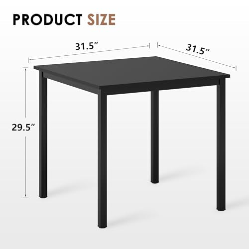 Need Small Square Dining Table- 31-1/2'' Sturdy and Heavy Duty Writing Desk for Small Spaces and Writing Table Desk Breakroom Table, Black Color Need