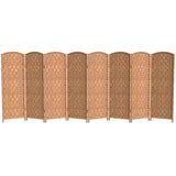 Red Lantern 4 ft. Short Diamond Weave Fiber Folding Screen - Natural - 8 Panel Red Lantern
