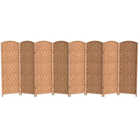 Red Lantern 4 ft. Short Diamond Weave Fiber Folding Screen - Natural - 8 Panel Red Lantern