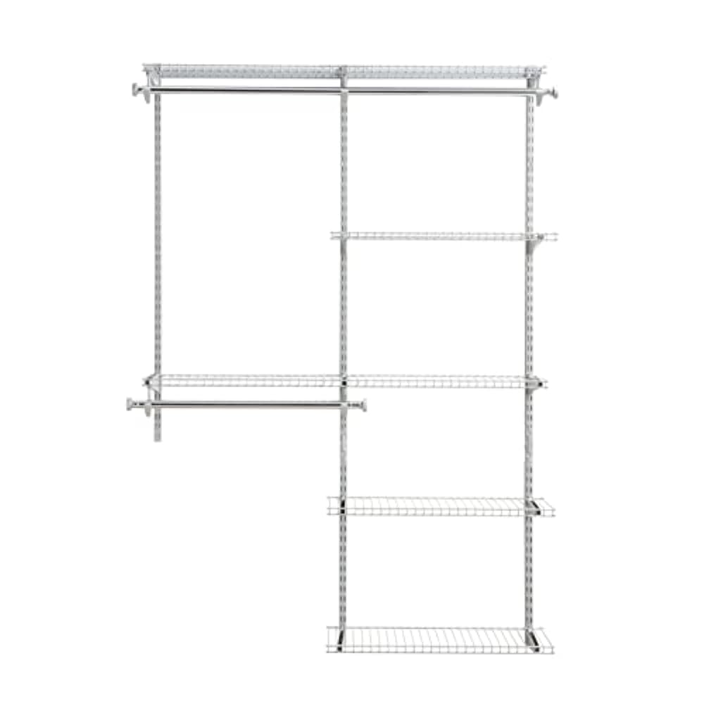 Rubbermaid Configurations Deluxe Custom Closet Kit, 4-8 Ft. Adjustable Metal Wire Shelving, Titanium Finish, Expandable Organization System, Hardware Included, for Home Closet/Pantry/Laundry/Mudroom Rubbermaid