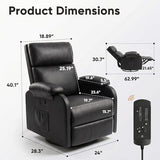 Flamaker Rocking Chair for Nursery, 360 Swivel Rocker Recliner with Vibration Massage, PU Leather, Adjustable Backrest, for Living Room, Bedroom (Black)