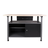 JZD Metal Storage Garage Workbench with Drawer, Wood Worktop, Steel Chest 47.2 x 23.6 x 32.3 Inches JZD