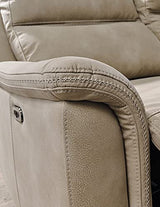 Signature Design by Ashley Next-Gen DuraPella Power Reclining Loveseat with Center Console and Adjustable Headrest, Beige Signature Design by Ashley
