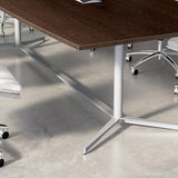 Bush Business Furniture Boat Shaped Conference Table with Metal Base, 96W x 42D, Mocha Cherry/Silver Bush Furniture