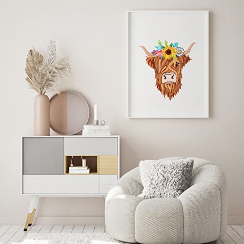 Louise Maelys Animal Embroidery Kits for Beginners with Highland Cow Pattern,Adults Starter Cross Stitch Kit DIY Needlepoint