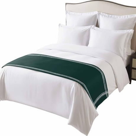 LOVE HOME DAY Bed Runner Minimalist Art Solid Dark Green Bedroom Bedding Scarves for Queen Size Beds,Plain Single Pure Color 94x20In Bed Runners Scarf for Hotel Guestroom Wedding Room Decortions LOVE HOME DAY