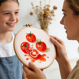 Tomato Embroidery Kits for Beginners Adults, Hand Embroidery Starter Kit, Cross Stitch Kits for Beginners DIY Craft Kits for Adults Women, Entire Set of Embroidery Supplies【Full-length Video Tutorial】