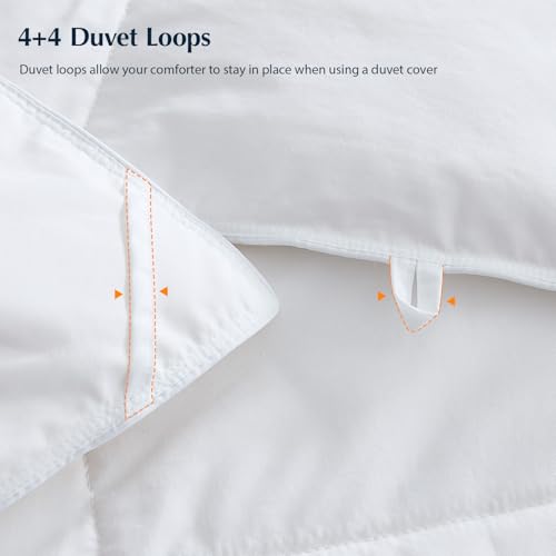 Pacific Coast Lightweight Goose Feather Down Fiber Comforters King Size, Summer Duvet Insert, Ultra Soft, Breathable, Hotel Luxury Bedding Comforter with 8 Tabs, White, 106 x 90 inches Pacific Coast