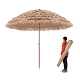 Hawaii Tiki Umbrella 5ft, 10ft Tiltable Tropical Outdoor Patio Garden Parasol, Outdoor Beach Umbrella with Carrying Bag, Portable Straw Sunshade (Color : Wood color, Size : 160cm/5ft) HEBEHO